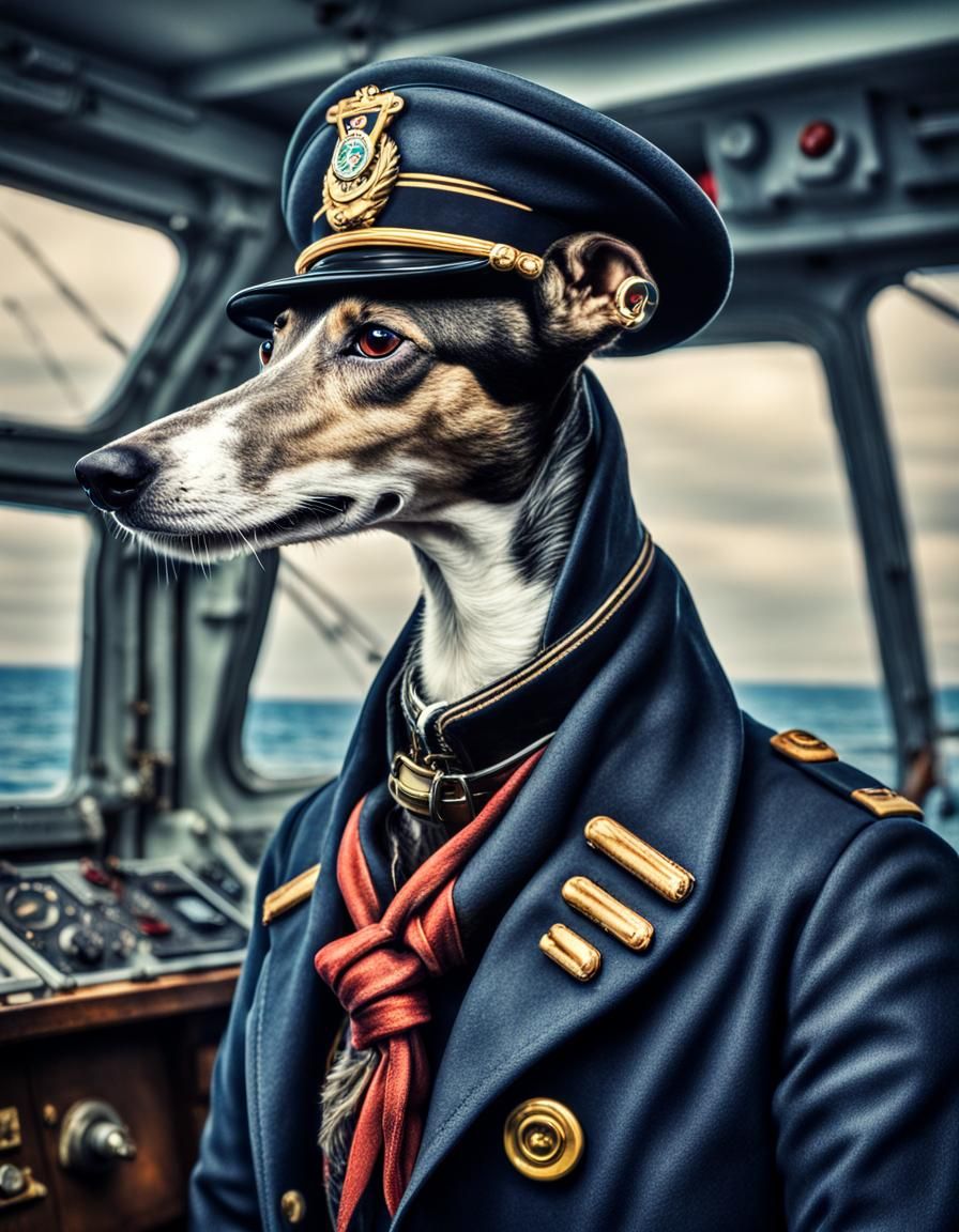 Greyhound Captains a Ship: Detailed Cinematic Art