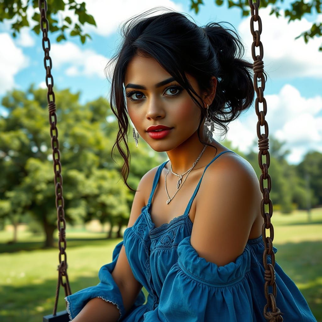 Ethereal Latin Boho Goddess in Charcoal Portrait