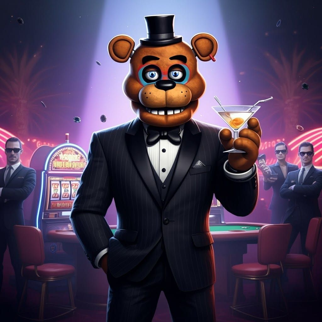Freddy Fazbear as James Bond in Las Vegas