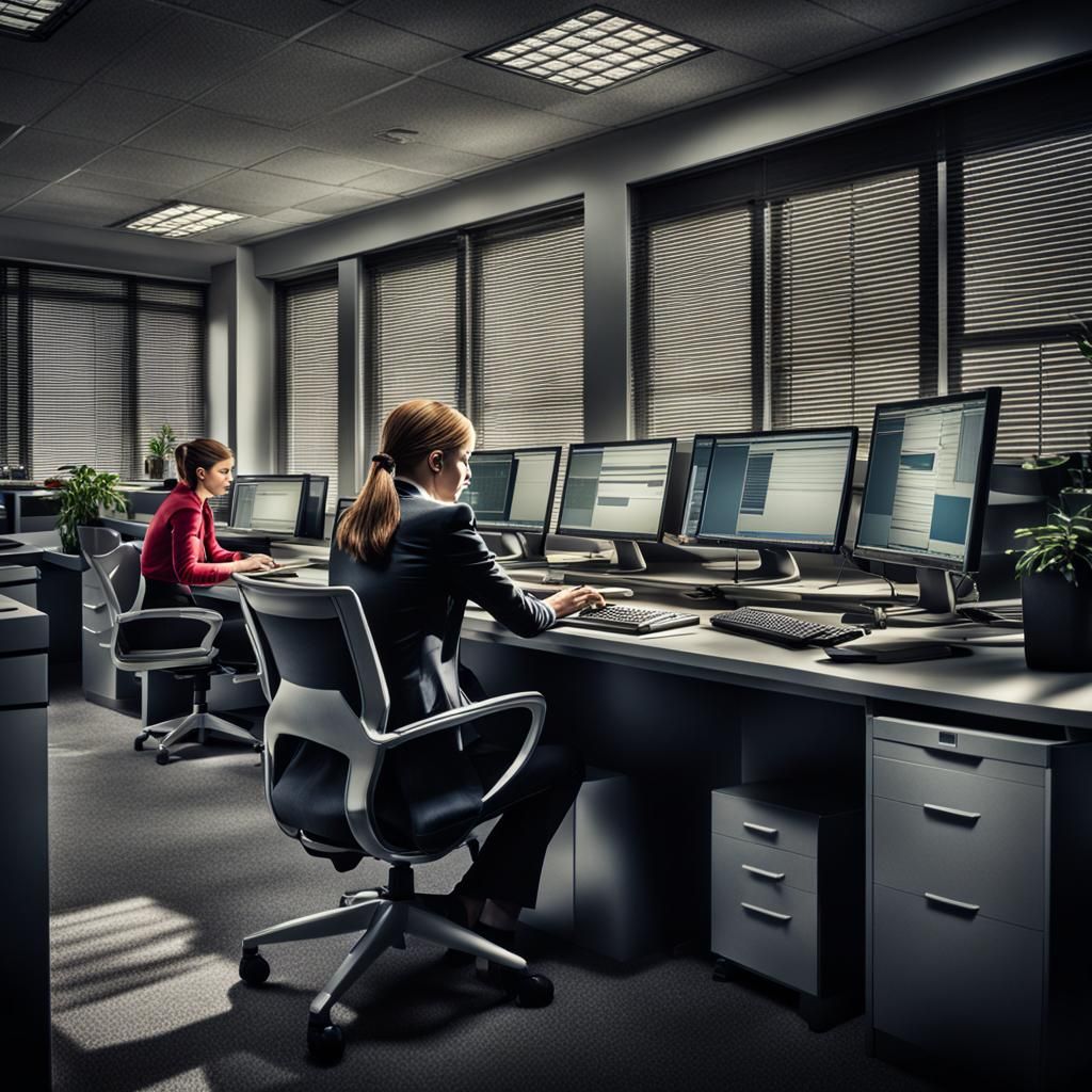 Professional Woman Working at Computer in Office