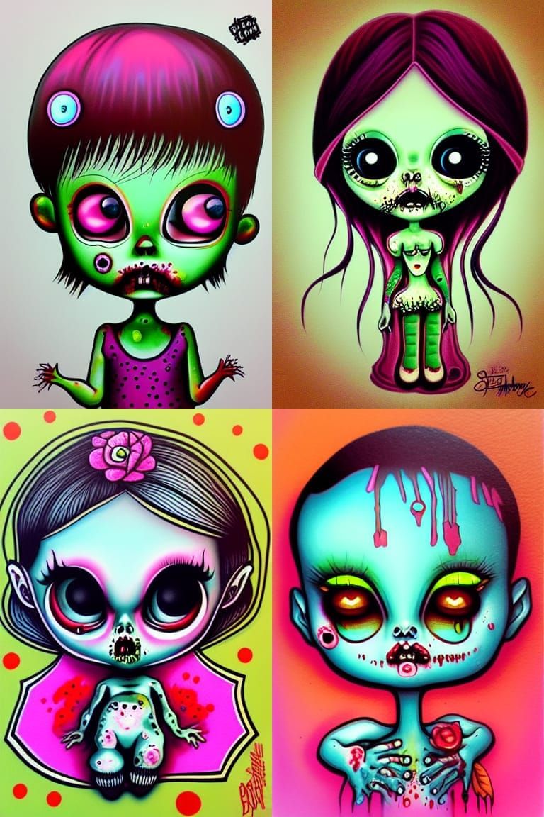 Cute Baby Zombie Face in Surreal Pop Art