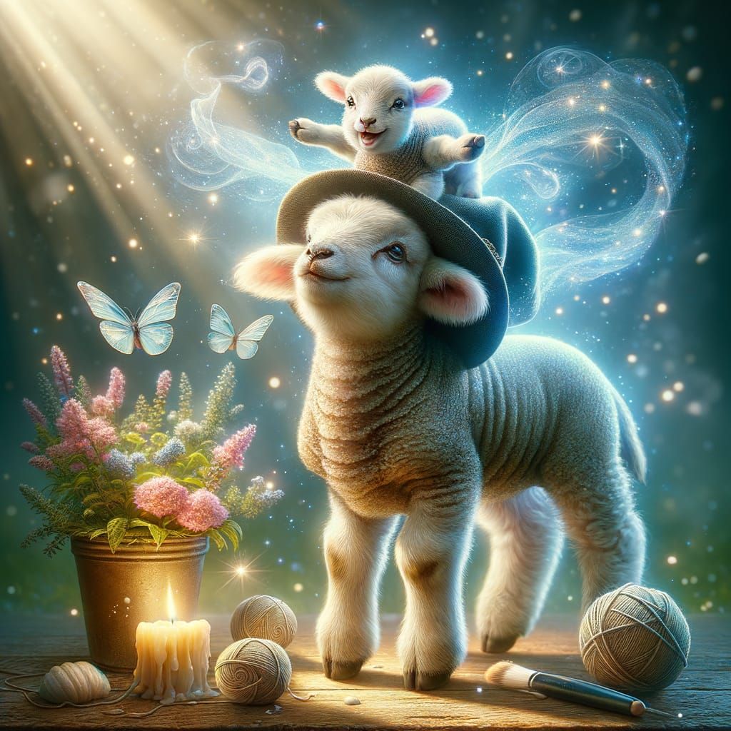 Enchanting Lambs: A Hyper-Realistic Digital Artwork