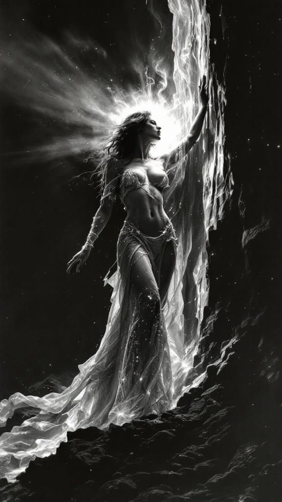 Dramatic Phosphorescent Engravings in Charcoal and Silver