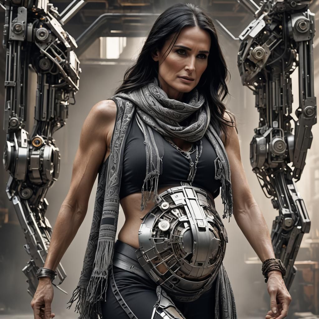 Cyborg Demi Moore Posing for a Sci-fi cover Eight Months Pregnant