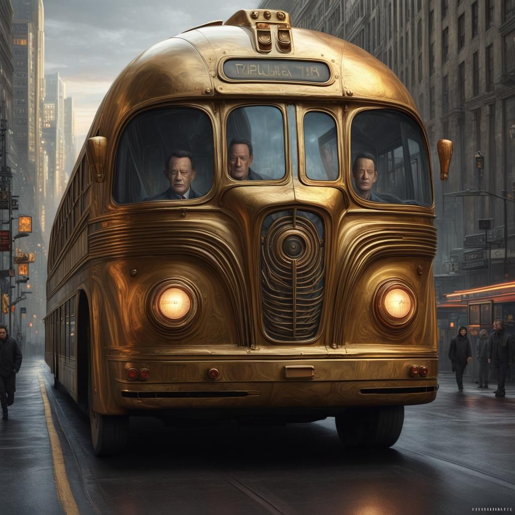 Tom Hanks as a Bus: Pixar-Style Digital Art