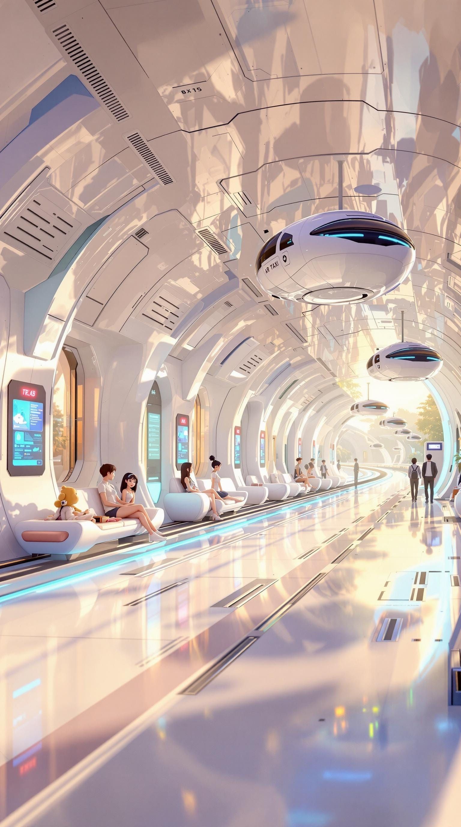 Futuristic Pixar-Style Train Station in 3D