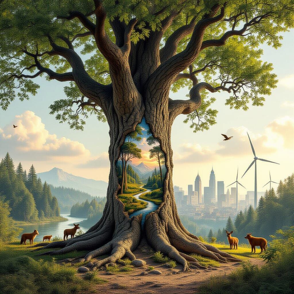 Symbolic Tree Carvings Show Harmony With Nature