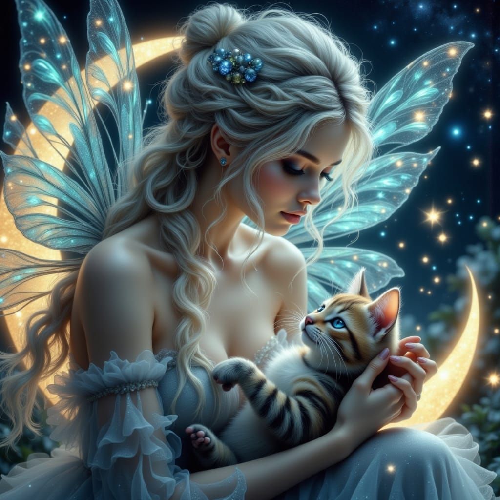 Ethereal Fairy in Dreamy Enchantment with Glittering Wings