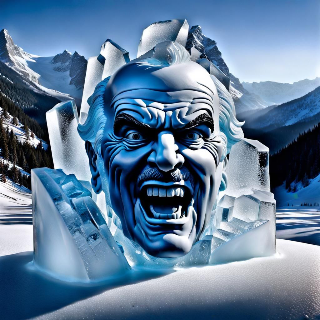 Frozen Scream: Ice Sculpture of a Man