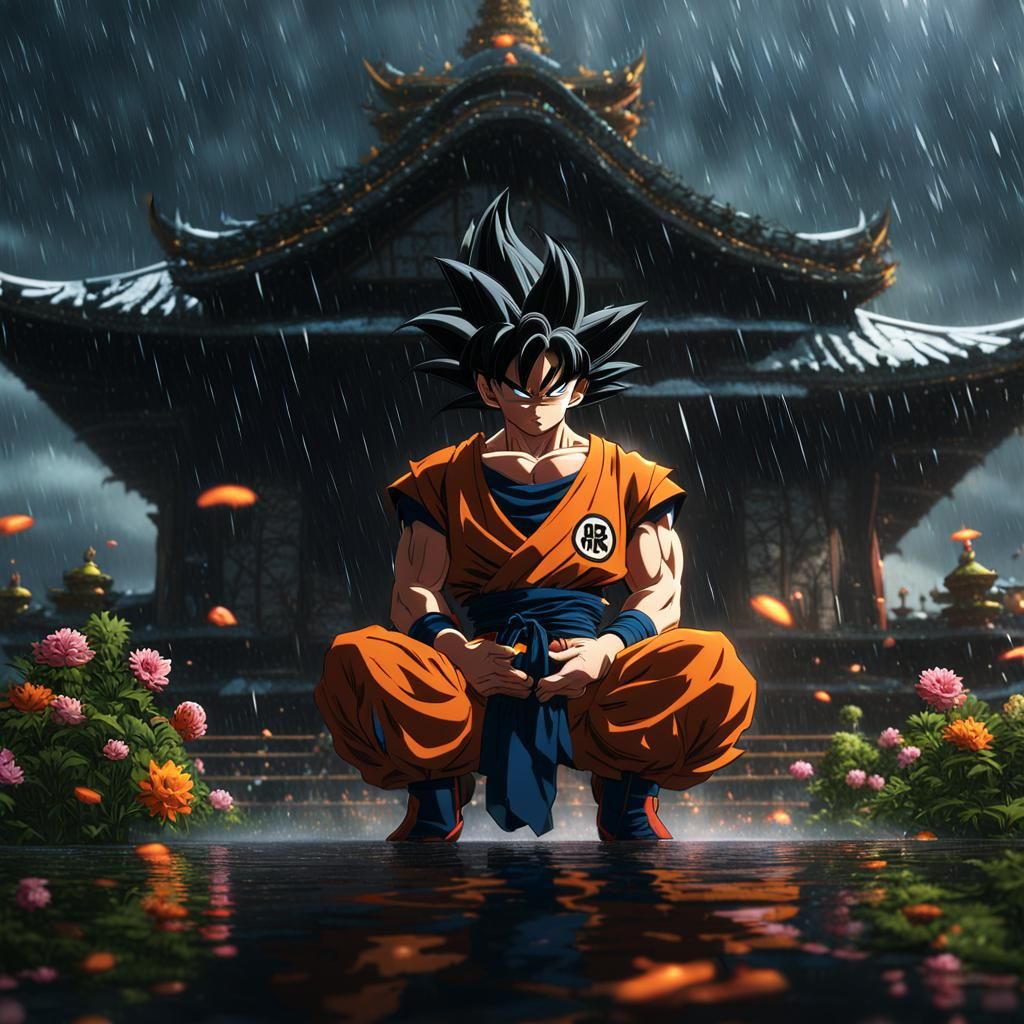 Goku Crying in the Rain: Emotional Tribute