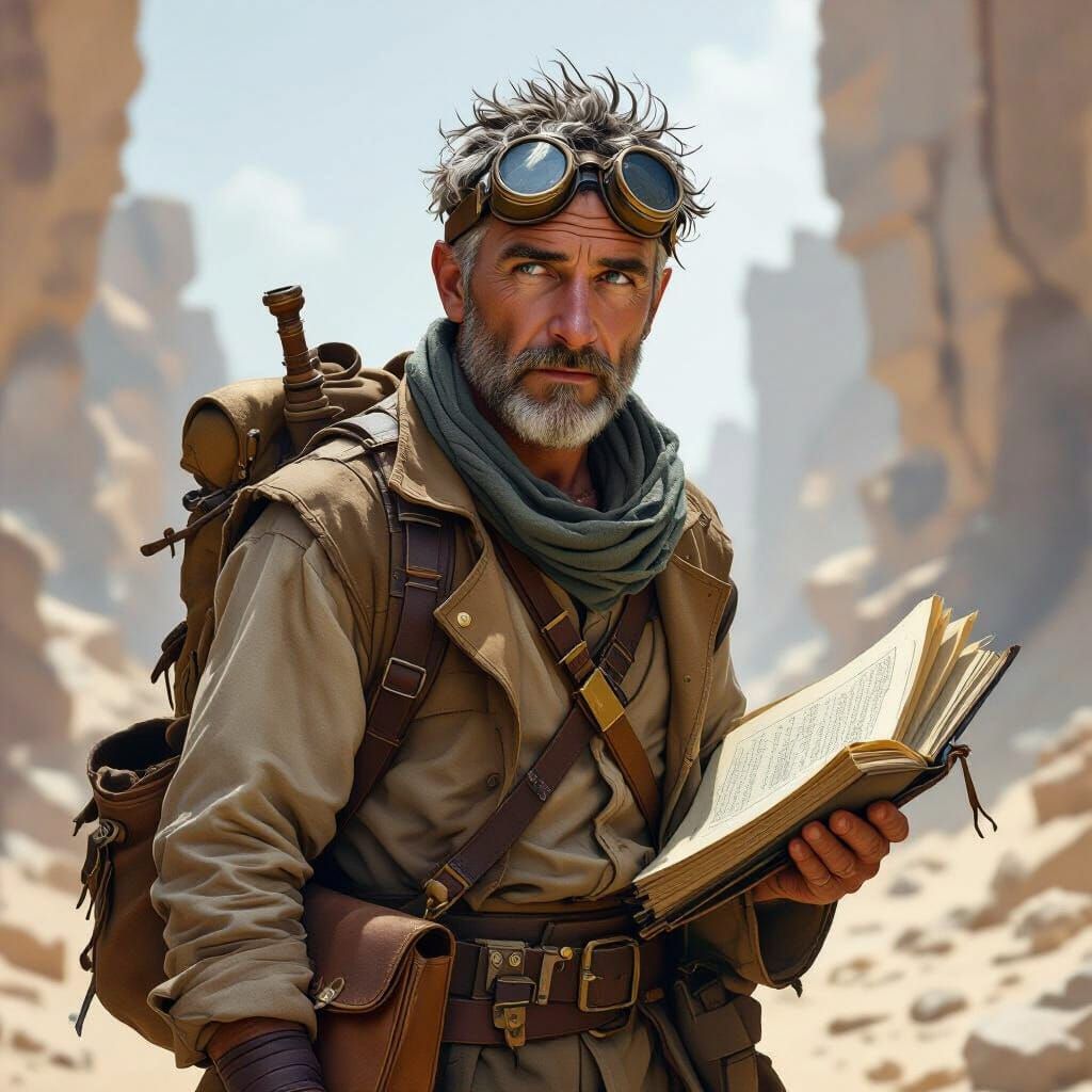Scholar and Archaeologist in Dark Fantasy Style