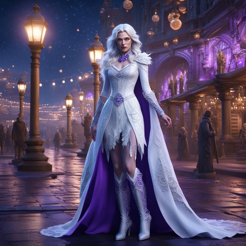 Killer Frost in White Dress on Daytona Beach