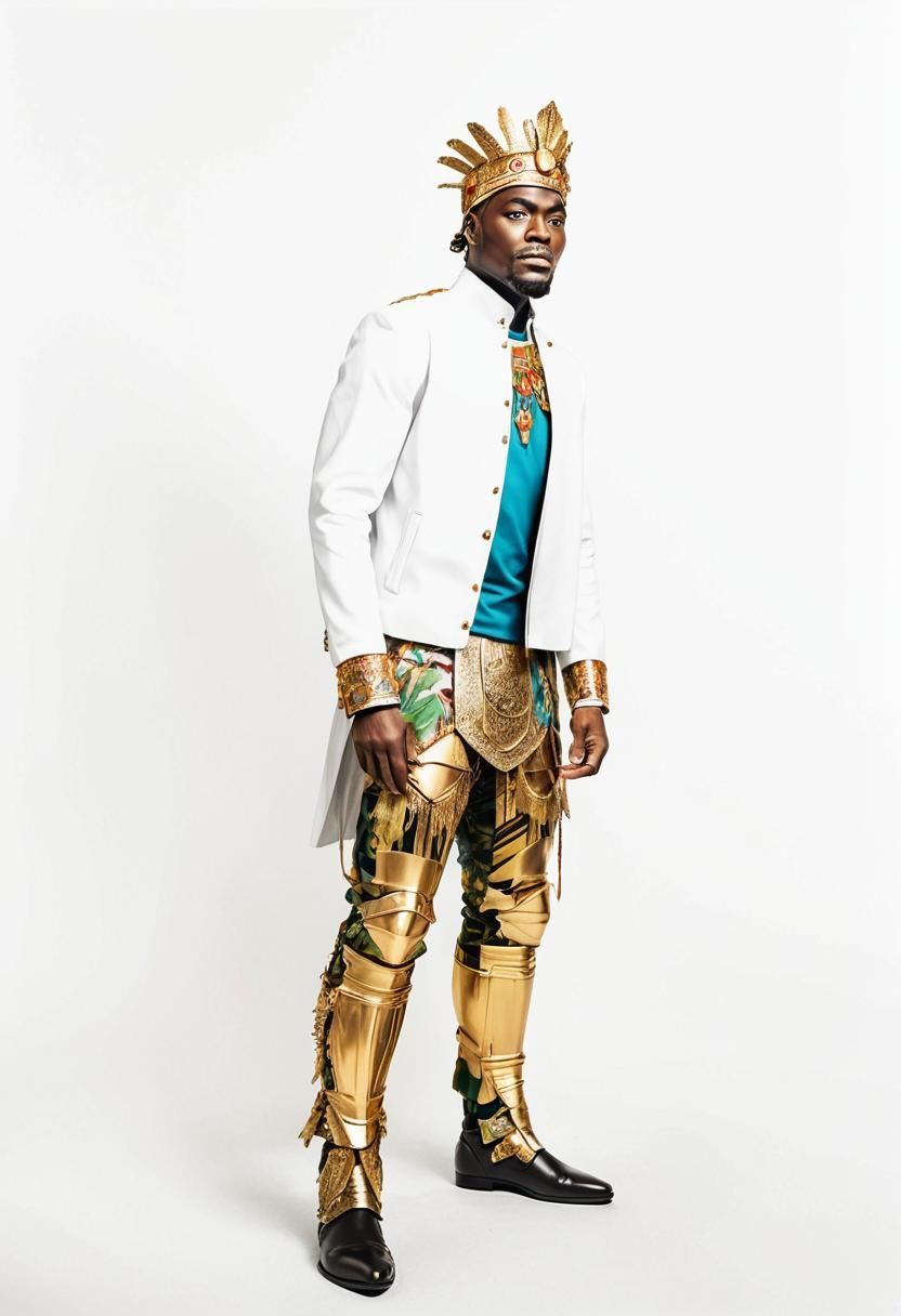 Fearless African King in Ornate Armor