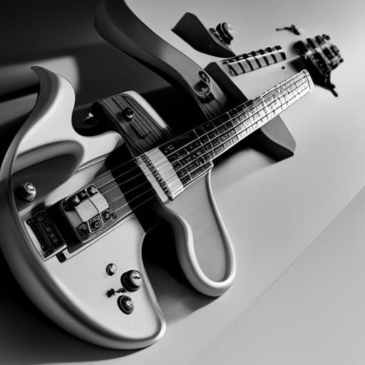 pencil only lines, no shading . technical drawing, highly detailed and complete, head to stock, of 1960s jazz bass