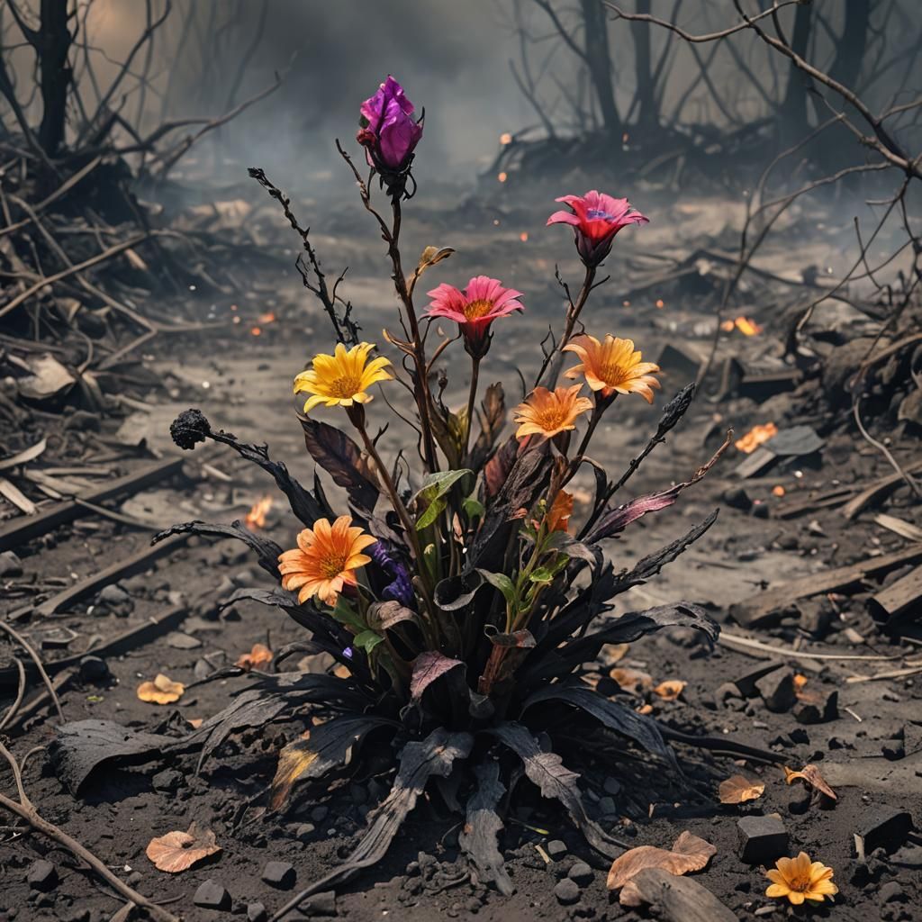 Eldritch Flower Regrowth in a Post-Apocalyptic Landscape