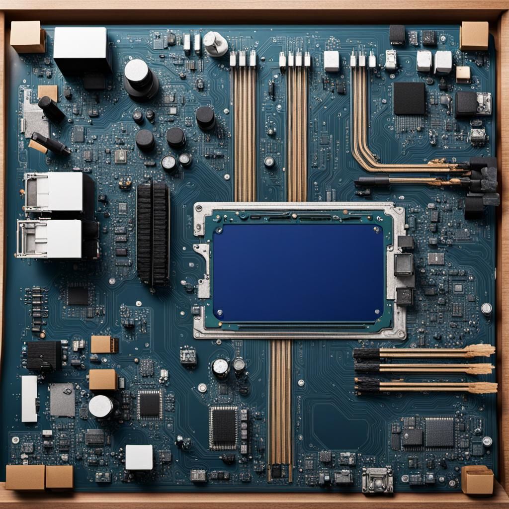 Abstract Motherboard Art: Organic Tech Fusion