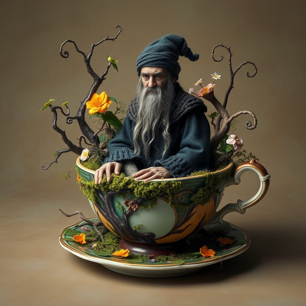 Teacup Jungle Witch in Surrealist Style