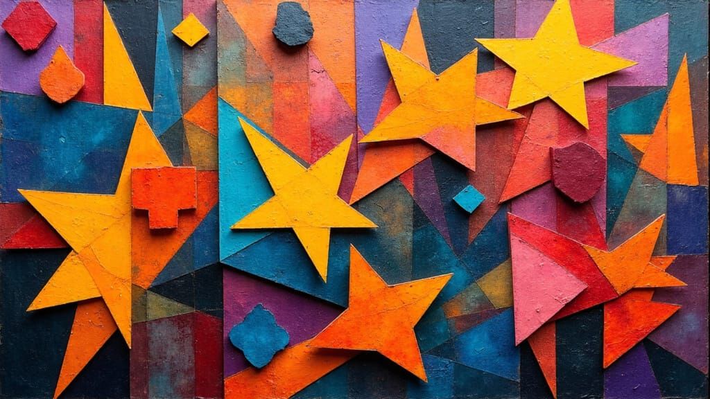 Cubist Stars in Geometric Fauvism Style