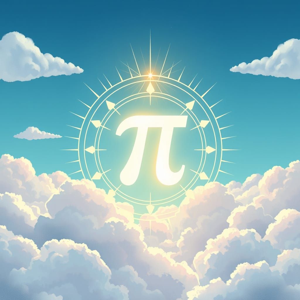 Whimsical Pi Network Emblem in Heavenly Light