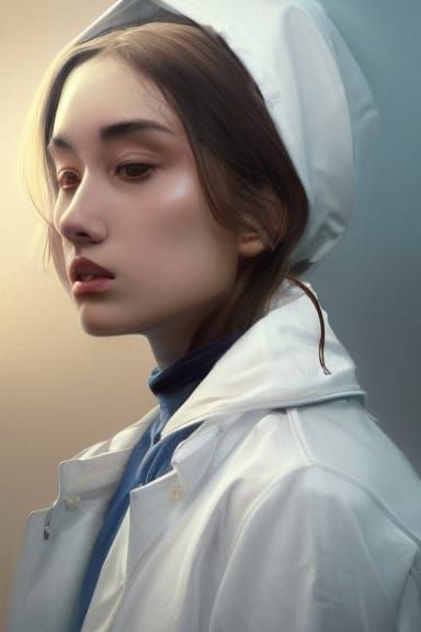 Gritty Portrait of Doctor in White Raincoat