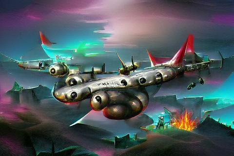 Magnificent Flying Fortress in a Fantasy World