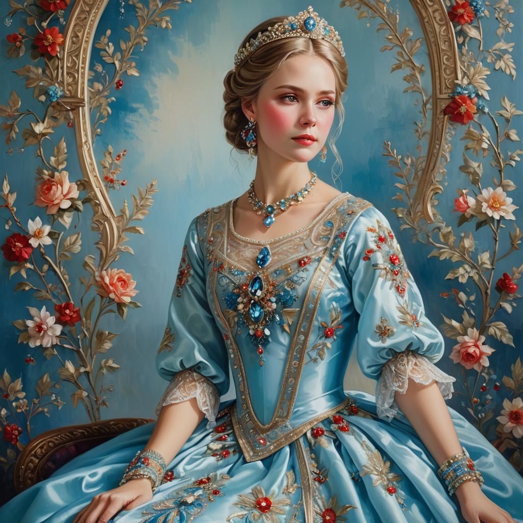 Russian Princess Portrait in Vibrant Oil Painting