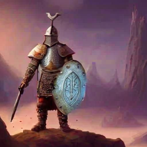 Viking Warrior in Futuristic Folk Art Style