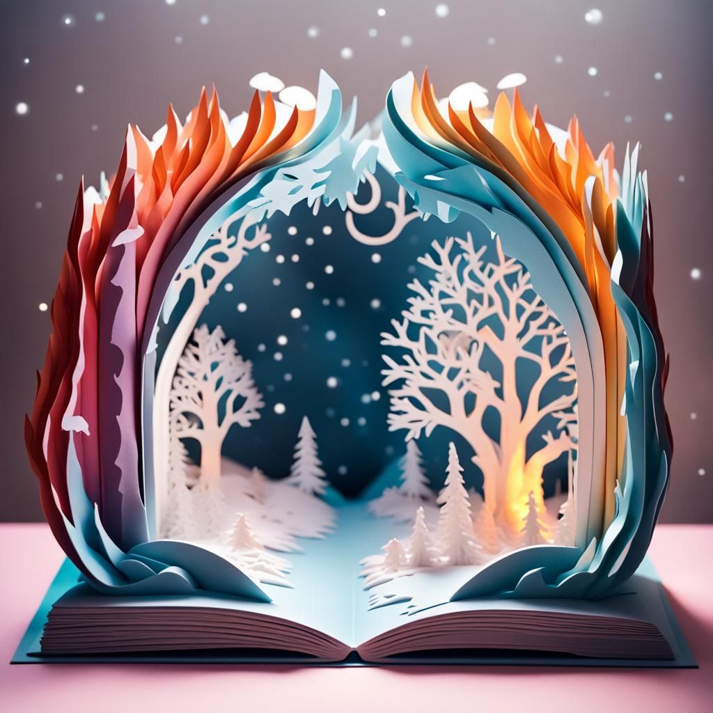 Fantasy Winter Portal in Kirigami Book