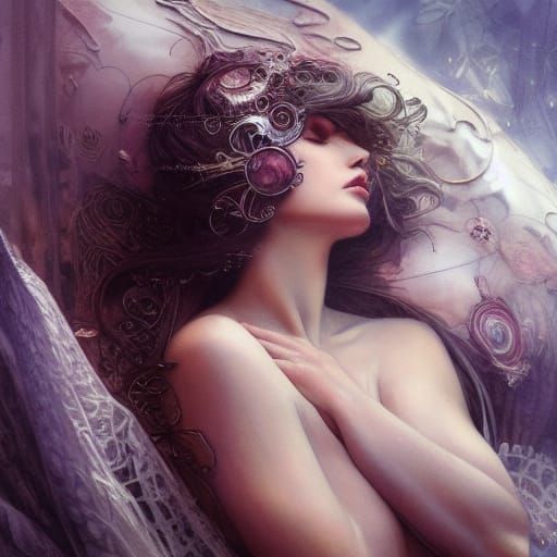 Serene Dreamscape: Intricate Digital Art in Soft Colors