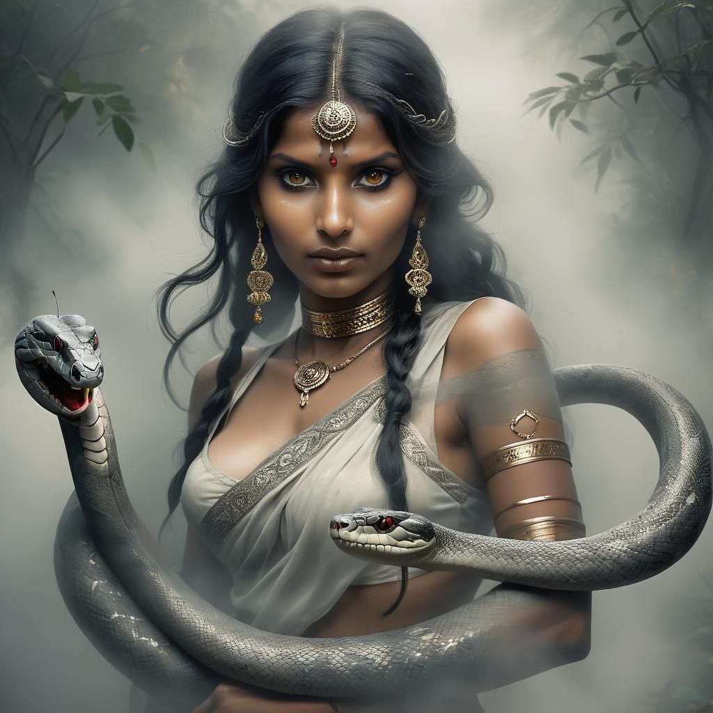 Mystical Indian Woman with Snake