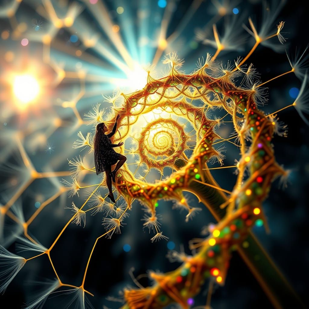 Surrealistic Digital Art Masterpiece with Spiral DNA Tendril