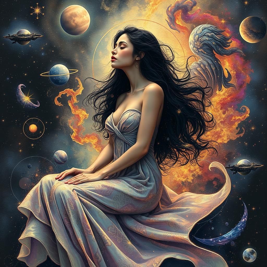 Cosmic Seeker in Astral Projection, Holographic Illustration