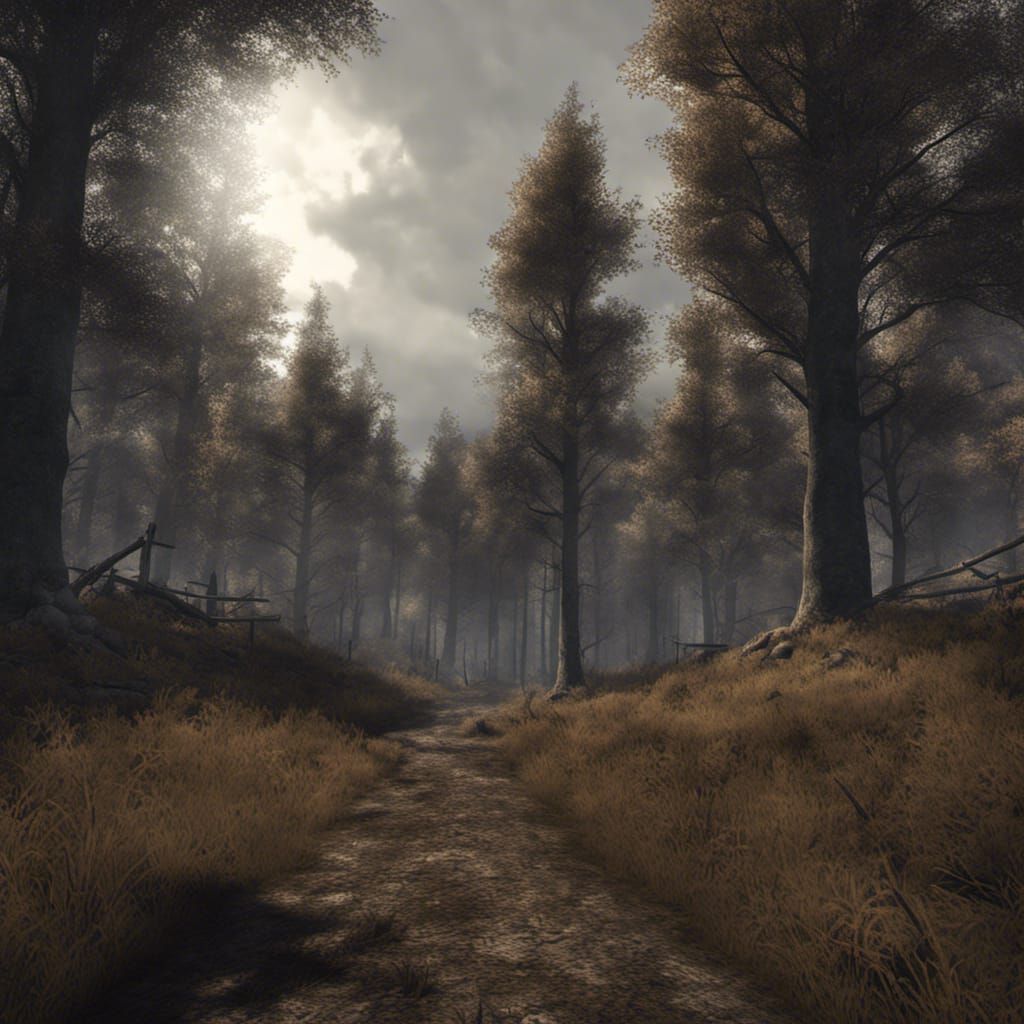 DayZ Game-Style Forest with Hill, Game Art