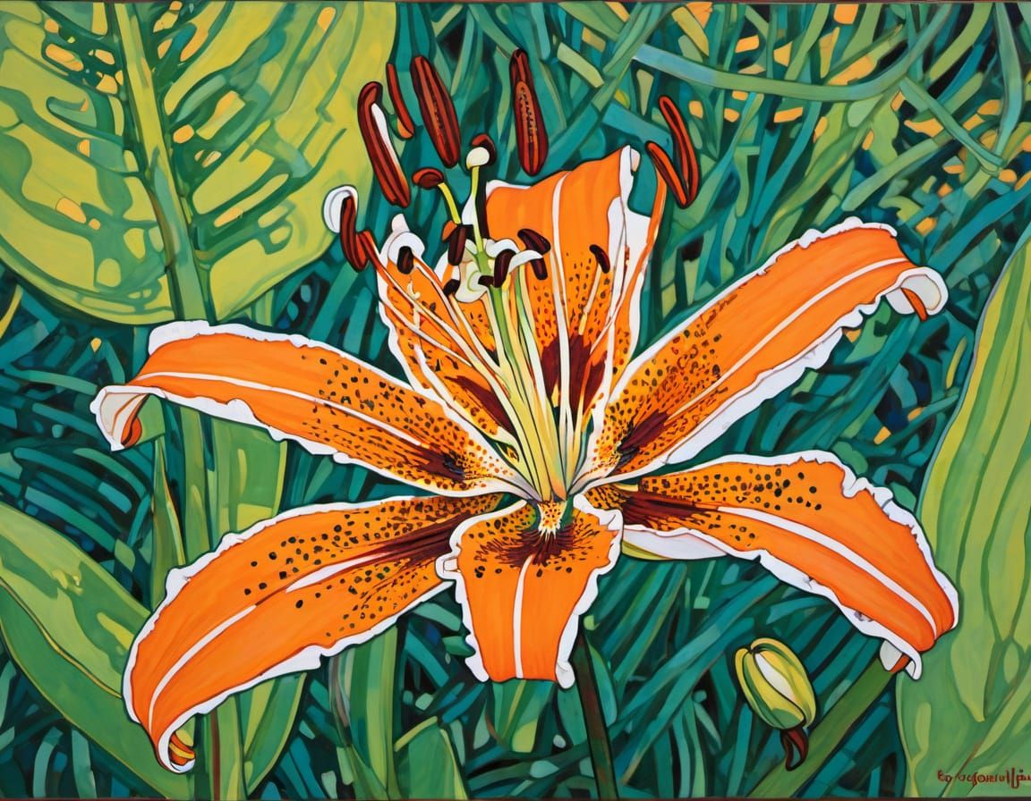 Extreme Macro Tiger Lily with Vivid Brushstrokes