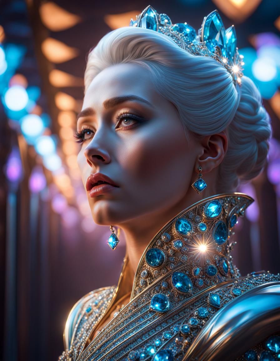 Woman Cries Diamonds in Hyperrealistic Style