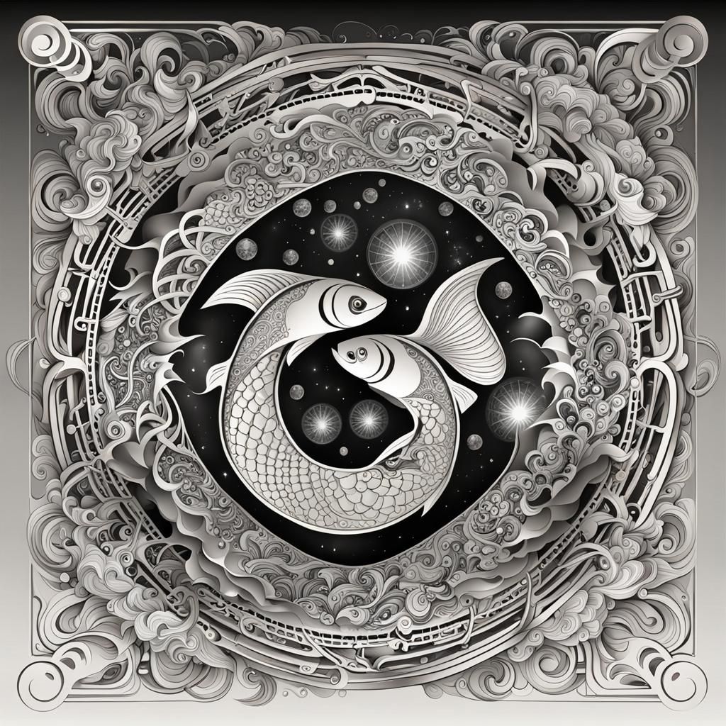 Abstract Fractal Art: Pisces Zodiac Sign