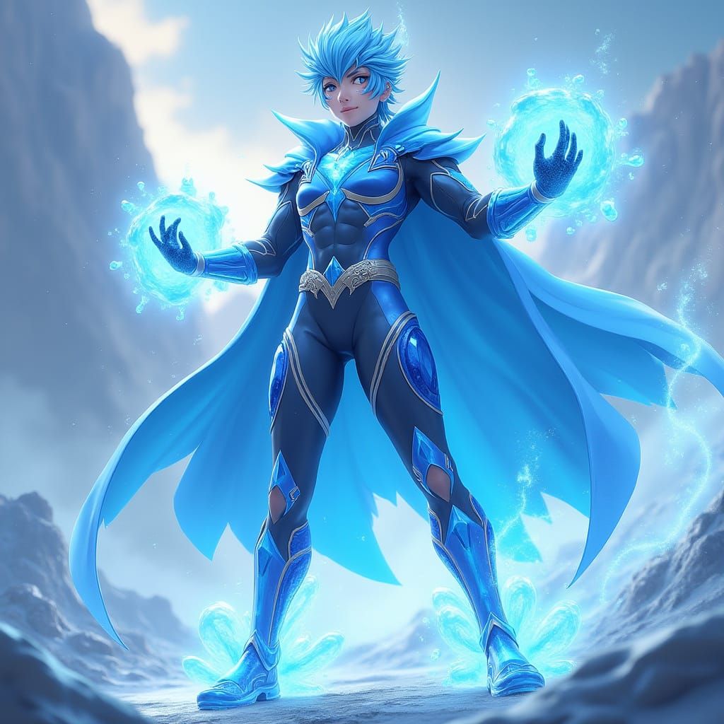 Ice Fist Hero Poses in 3D Anime Style