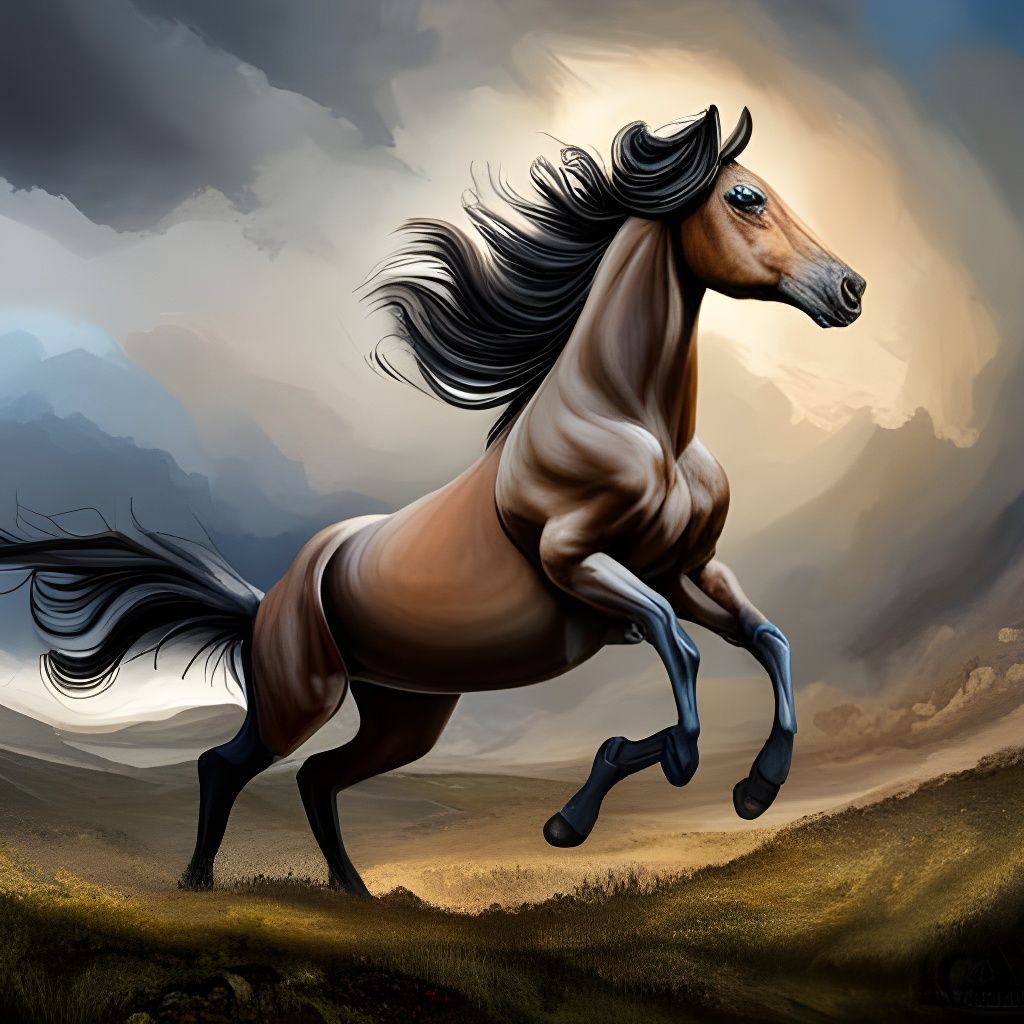 Wild horse in the field