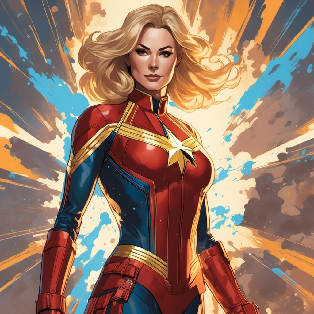 Steampunk Captain Marvel Portrait in 8k Resolution