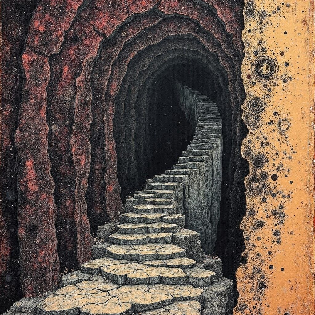 Surreal Metal and Concrete Staircase Descends into Earth's C...