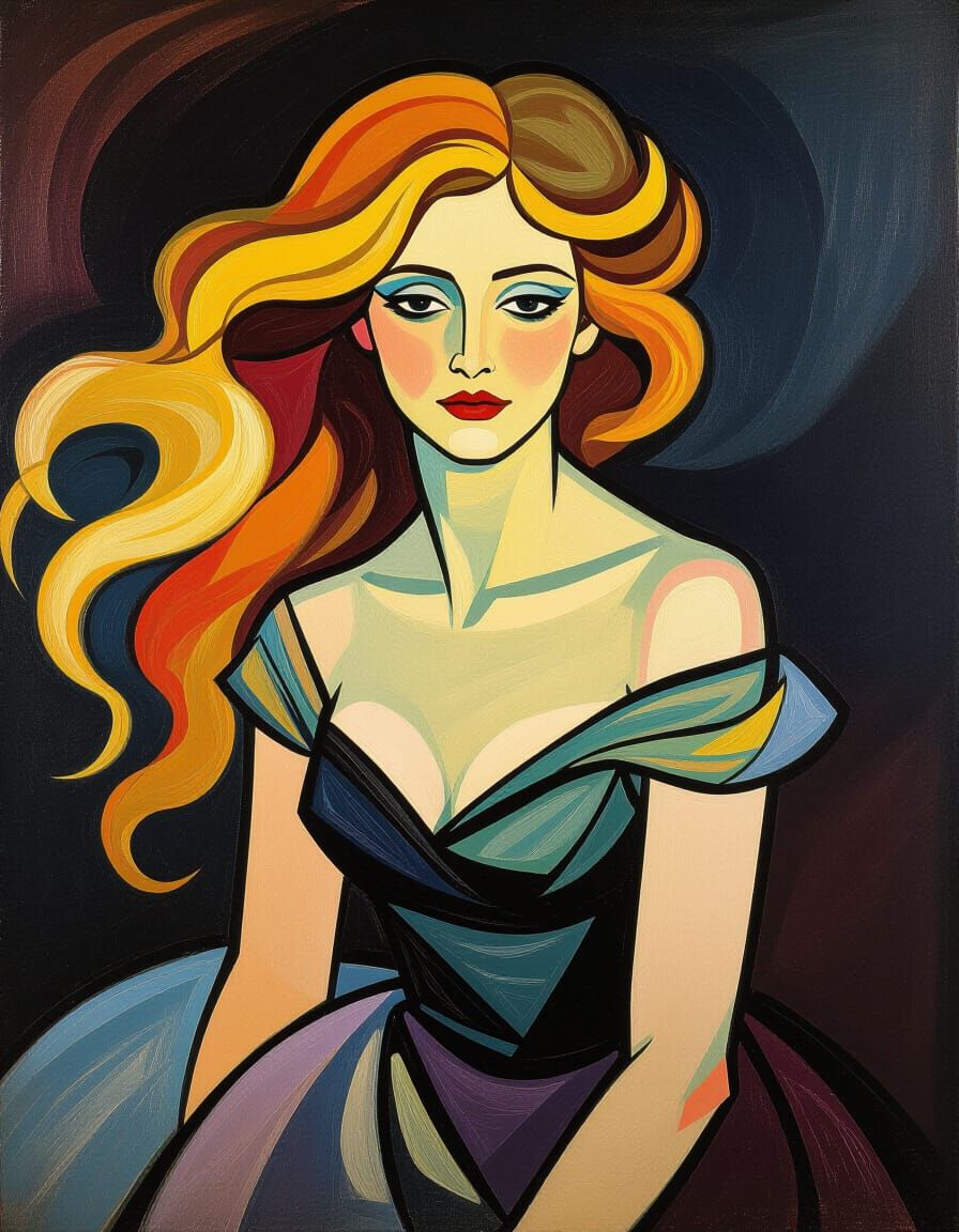 Ethereal Woman Portrait in Expressive Munch Style