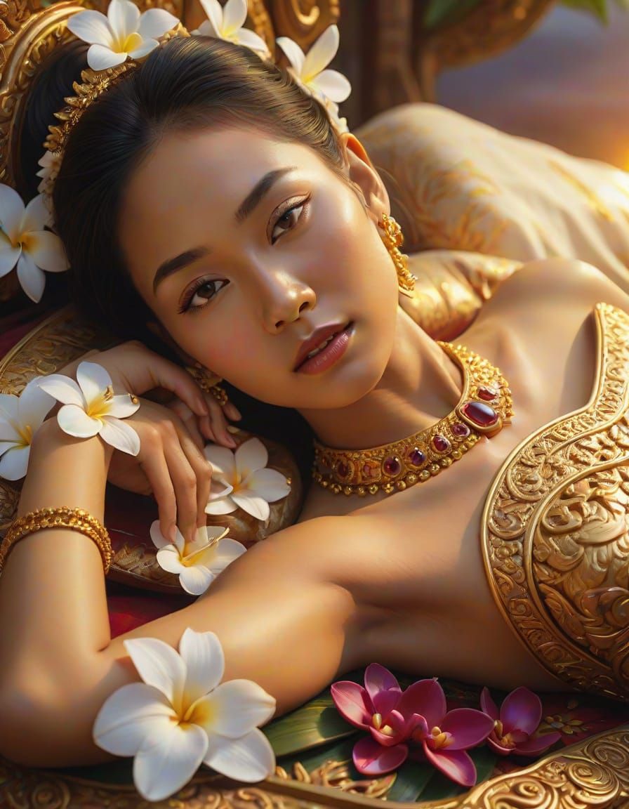 Thai Woman in Chut Thai Dress: Digital Matte Painting