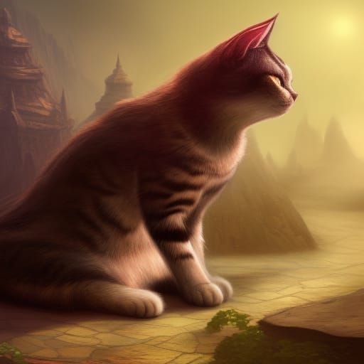 Cat-Shaped Dessert: Fantastical Digital Art