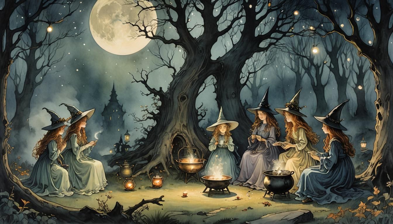 Witches' Midnight Tea Party: A Moonlit Gathering