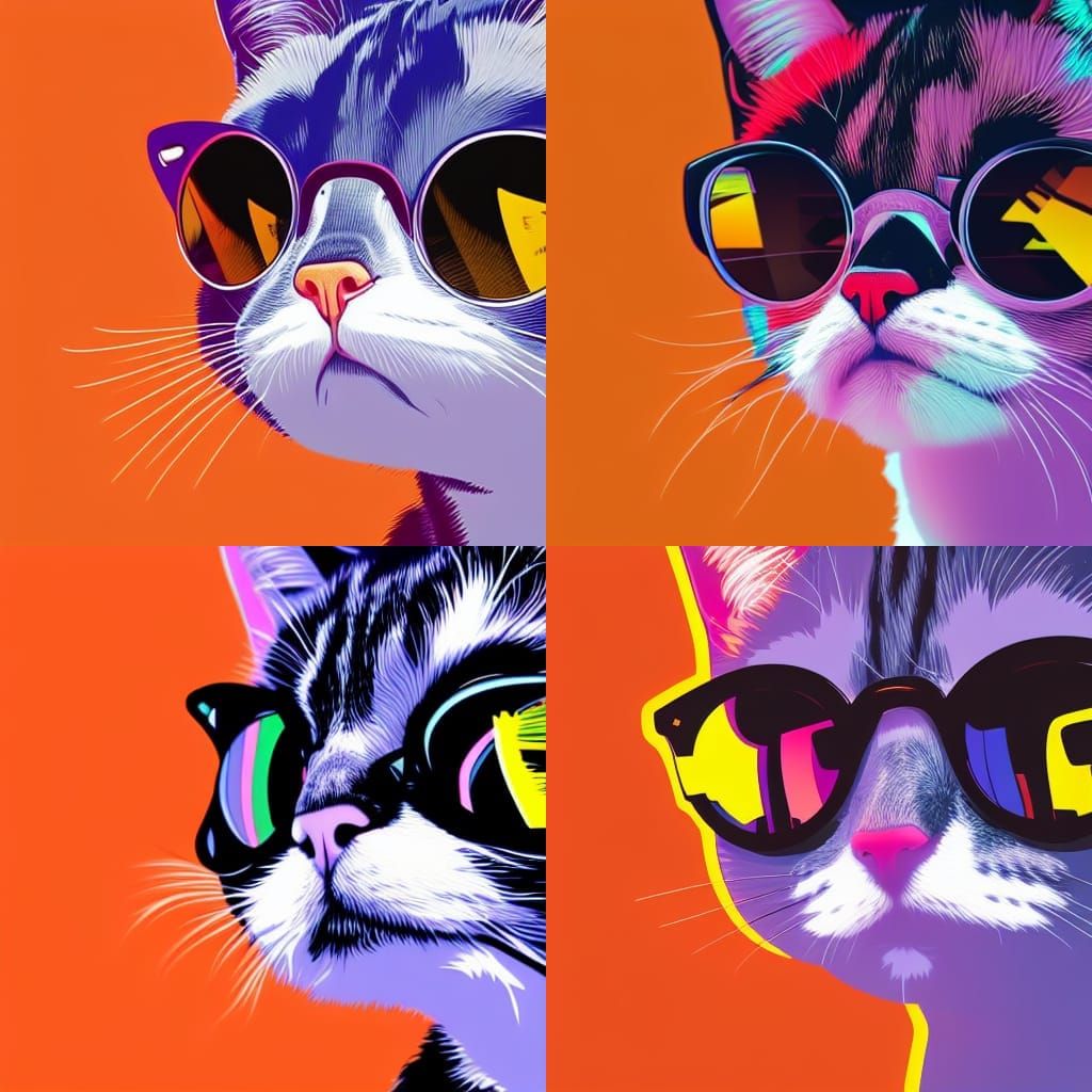 Cool Cat Portrait in Geometric Pop Art Style