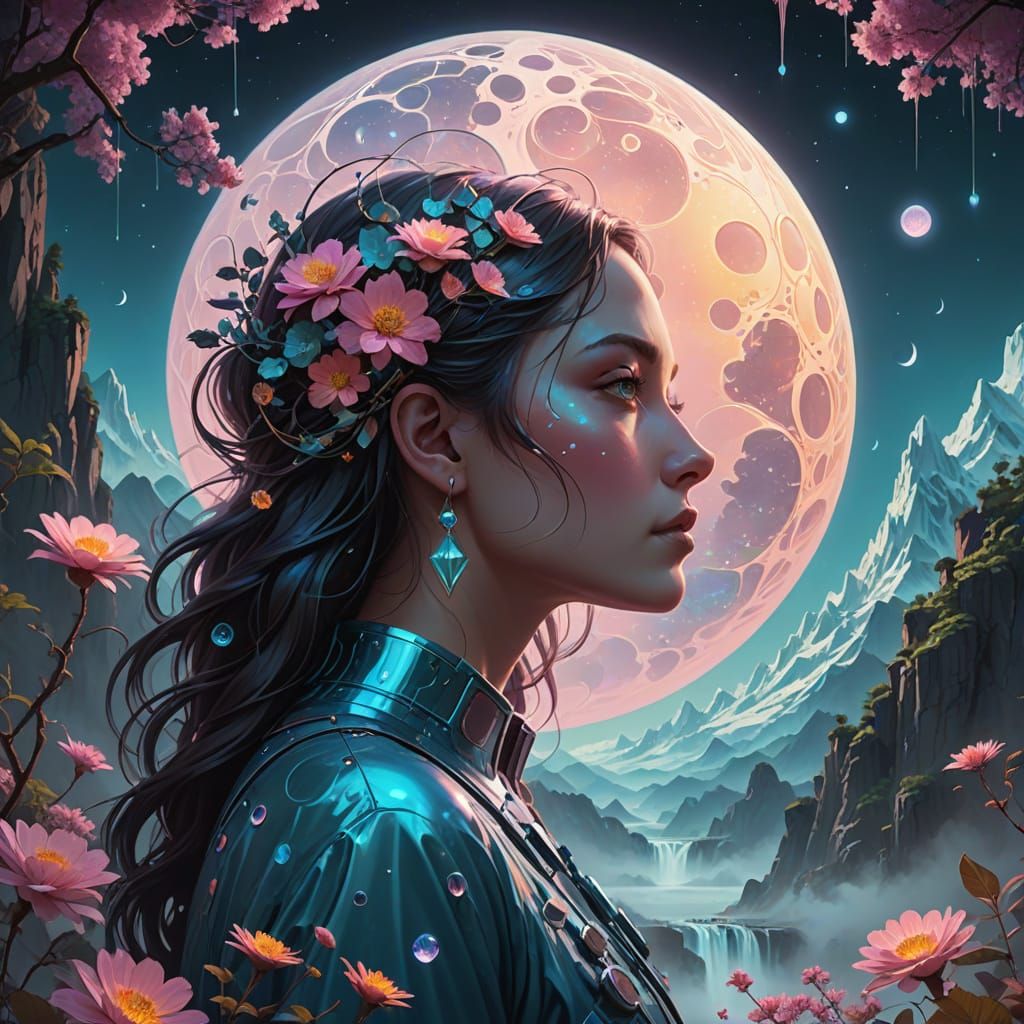 Celestial Harmony: Iridescent Moons in Balance