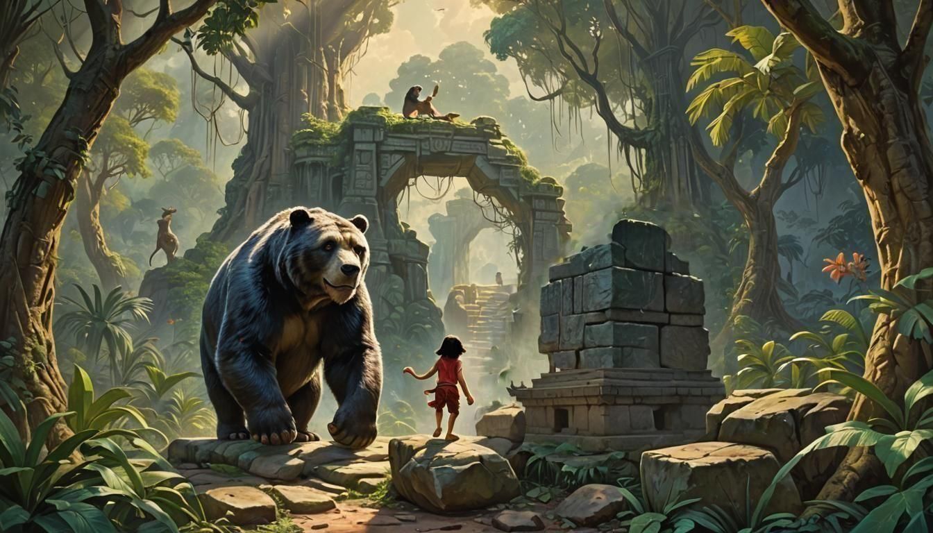 Baloo & Mowgli ESCAPE King Louie's Temple (The Jungle Book) Image 51