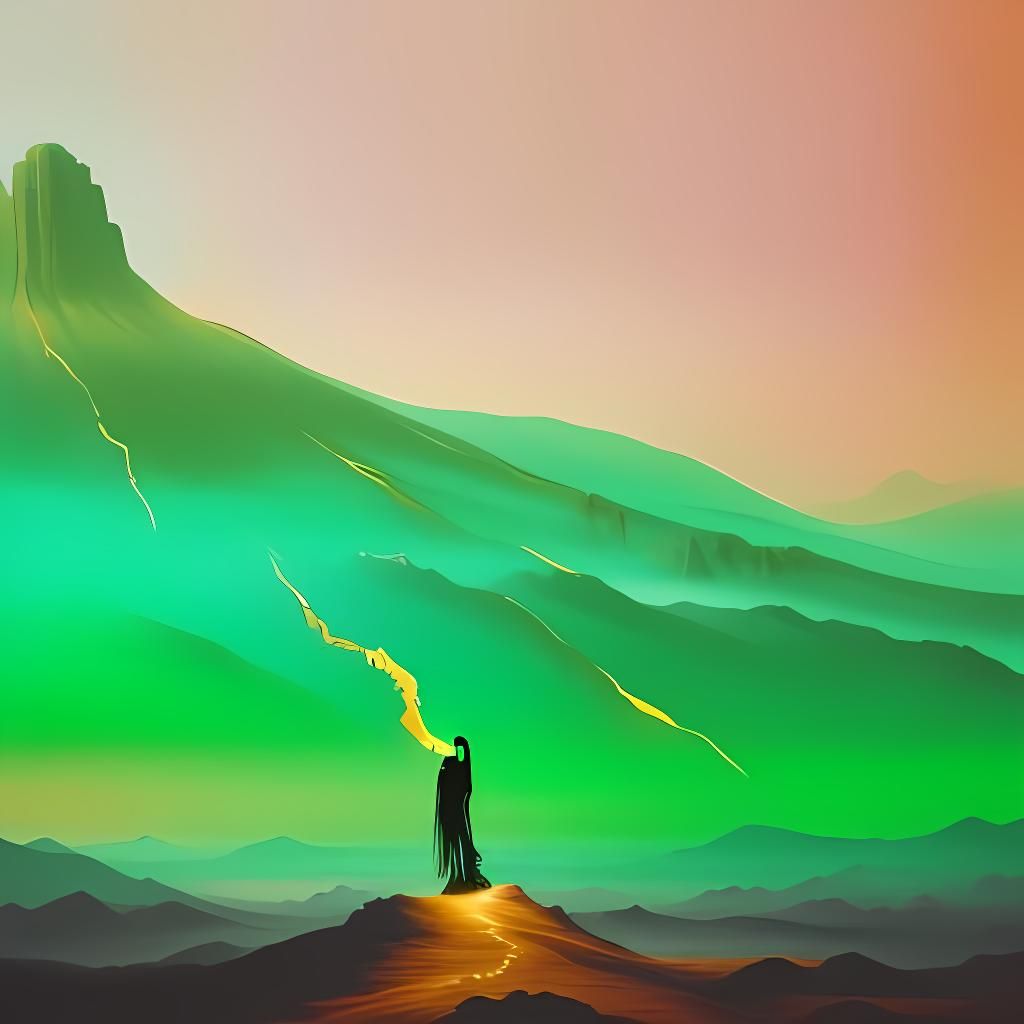 Ethereal Mountain Landscape with a Pointed Nail