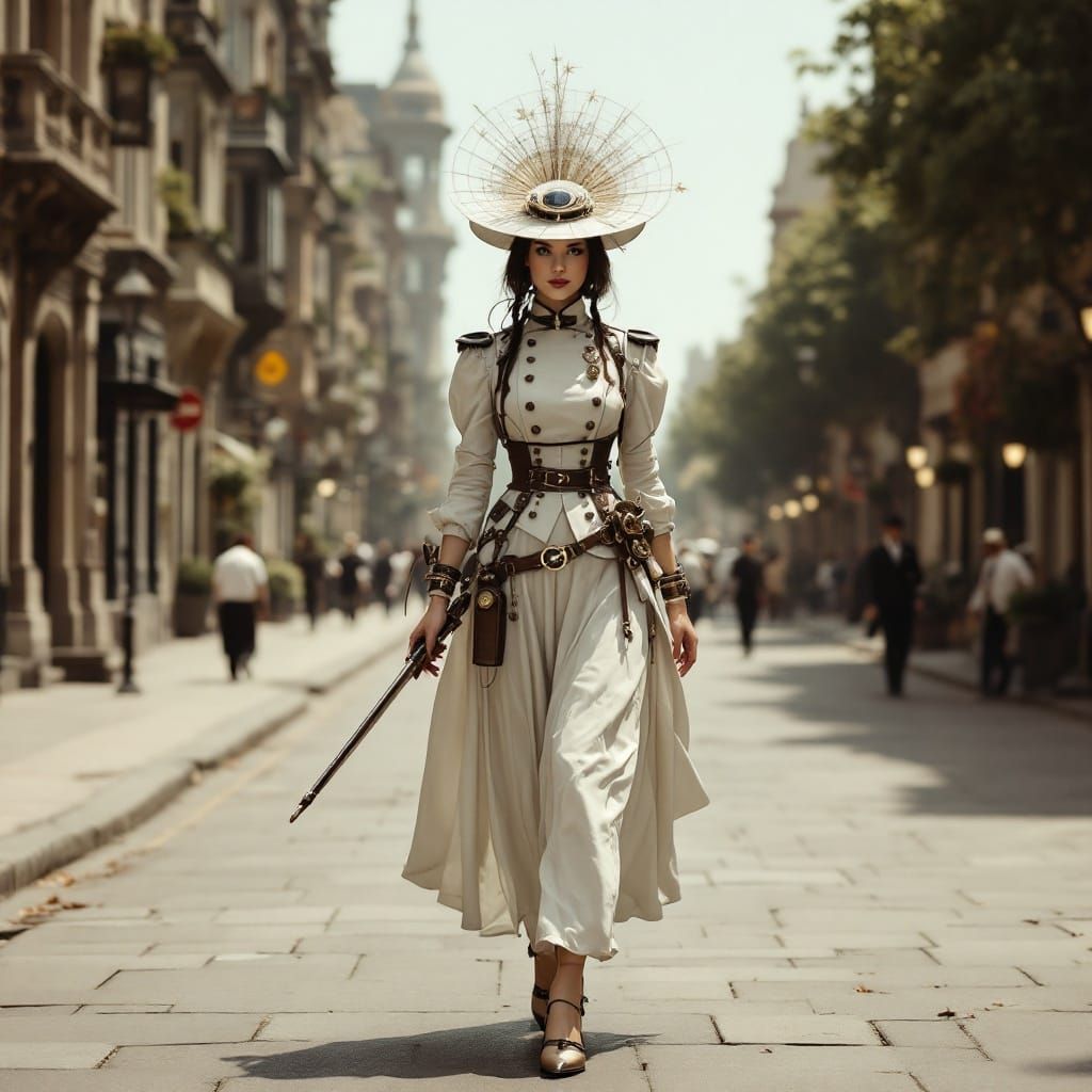 Steampunk Lady in Victorian Exotic Indian City