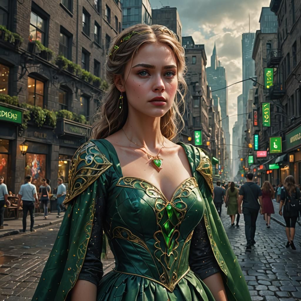 Mythical Girl in Metropolis: Fantasy Concept Art